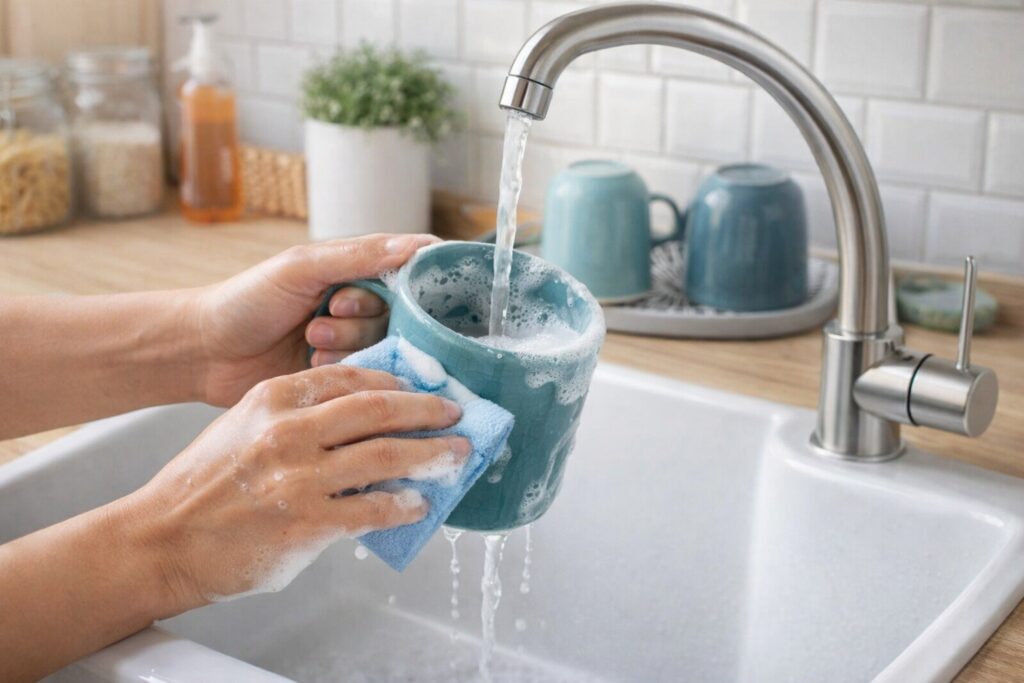 How to Wash Dishes So That Detergent Doesn't Enter Your Body. Thirty seconds under running water isn't that long, but your gut will thank you. How to Wash Dishes So That Detergent Doesn't Enter Your Body. Thirty seconds under running water isn't that long, but your gut will thank you. Photo.