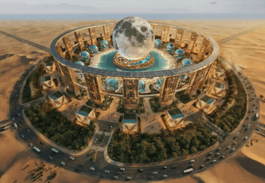 What the World's Largest Attraction That Will Let You Feel Like You're on the Moon Will Look Like. The complex might not look exactly like this, but the main thing is that it will let you feel like you're on the Moon. Image: New Atlas.