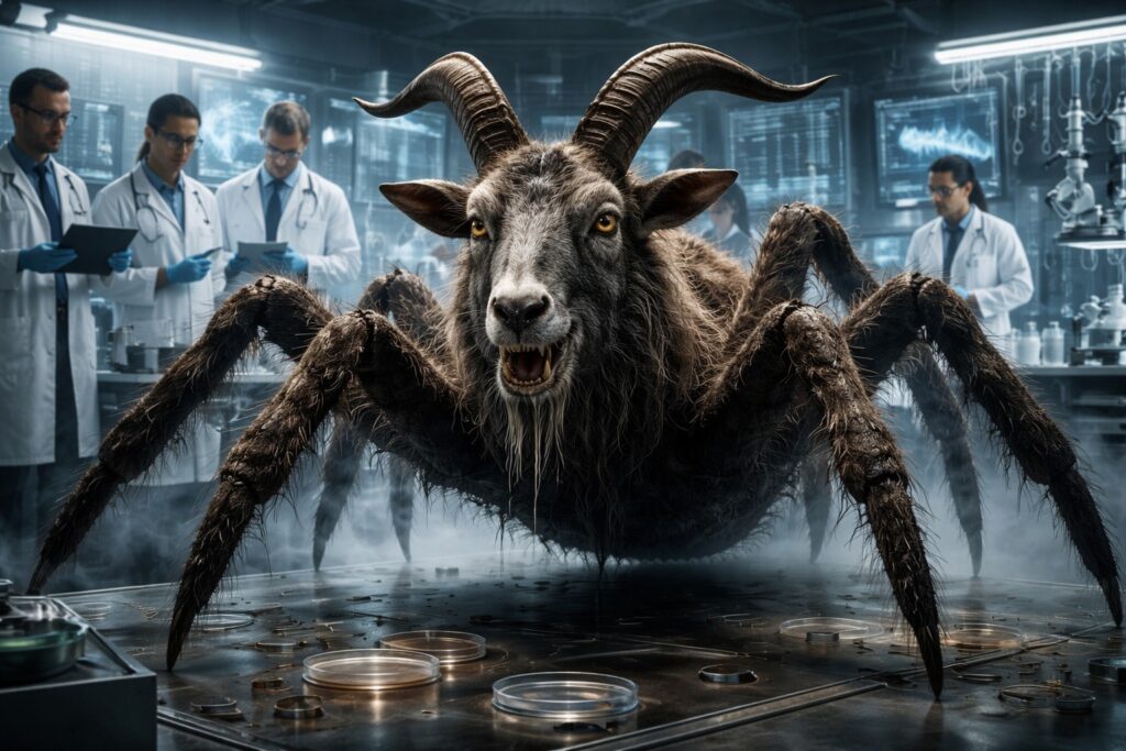 Scientists crossed a spider with a goat: here's what happened. The experiment crossing a spider and goat was successful, but problems arose later. Photo.