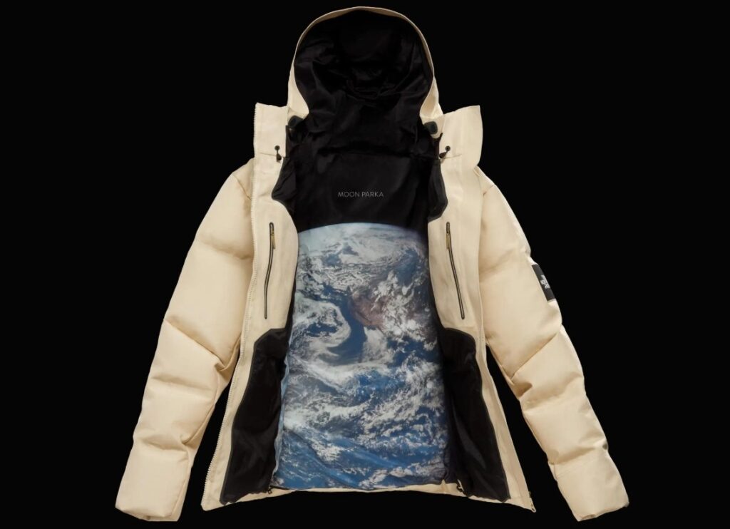 Clothing from spider silk. North Face Moon Parka jacket. Image source: forbes.com. Photo.