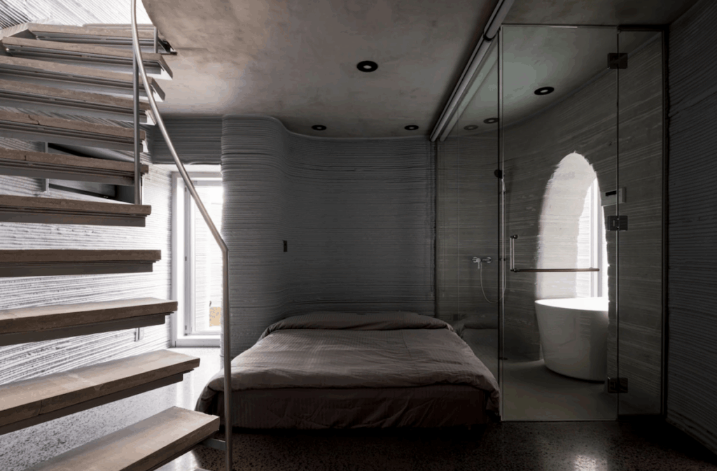 The bedroom is on the first floor, but there's plenty of light here too. Image: Onocom