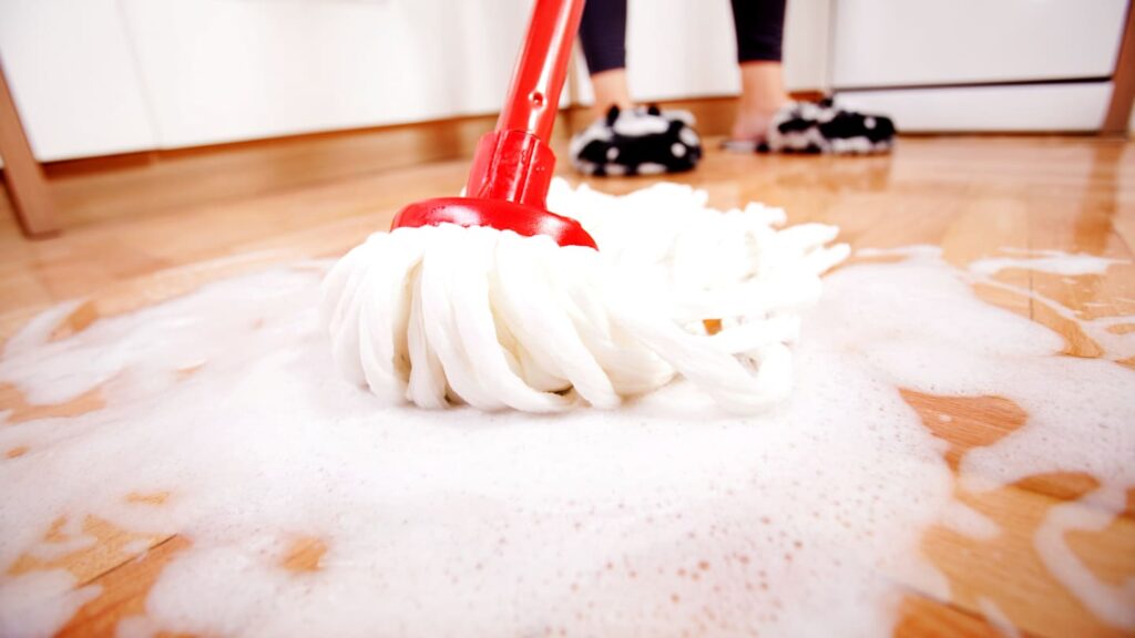 Excess cleaning product leaves sticky streaks on surfaces