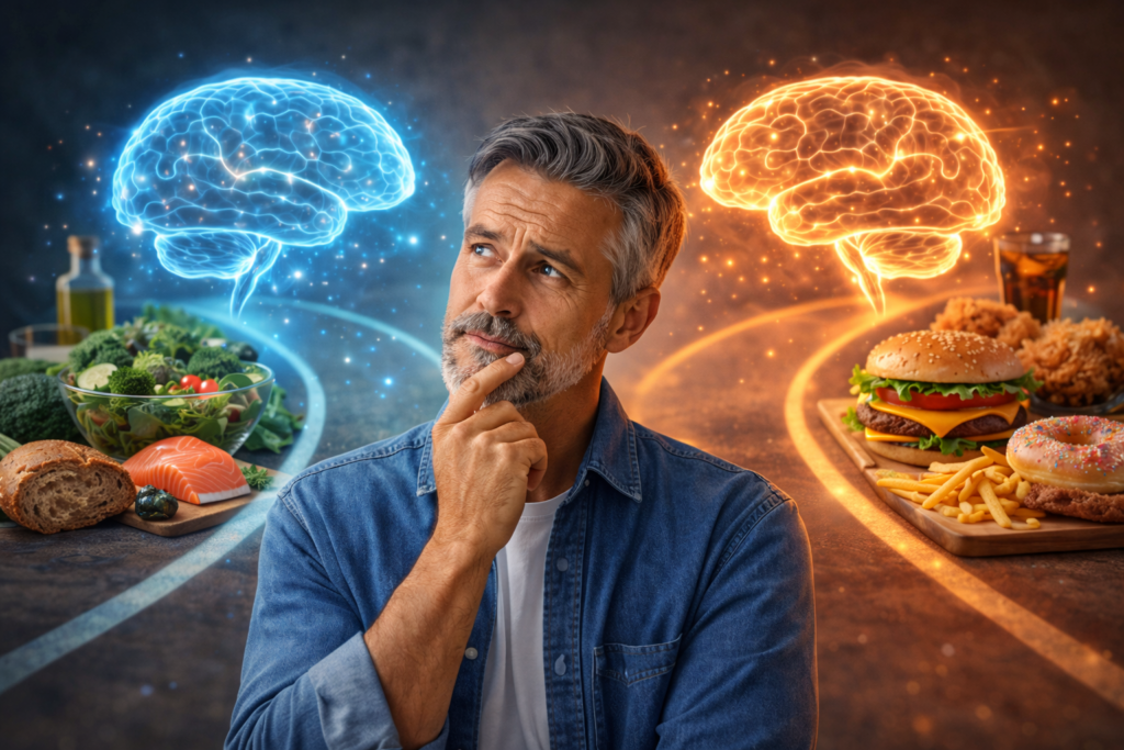 How Diet After 40 Affects Memory and Brain Function Decades Later. A major new study has shown that proper nutrition is equally important for the brain and that you need to start paying attention to it earlier than you might think. How Diet After 40 Affects Memory and Brain Function Decades Later. A major new study has shown that proper nutrition is equally important for the brain and that you need to start paying attention to it earlier than you might think. Photo.
