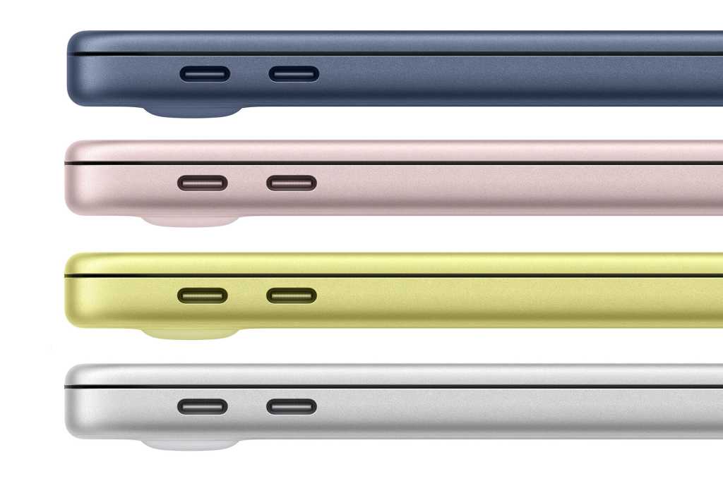 How the USB-C ports on MacBook Neo differ. The ports look the same, but mixing them up means losing 21x the speed. Fortunately, the rear port is closer to the screen — easy to remember. Photo.