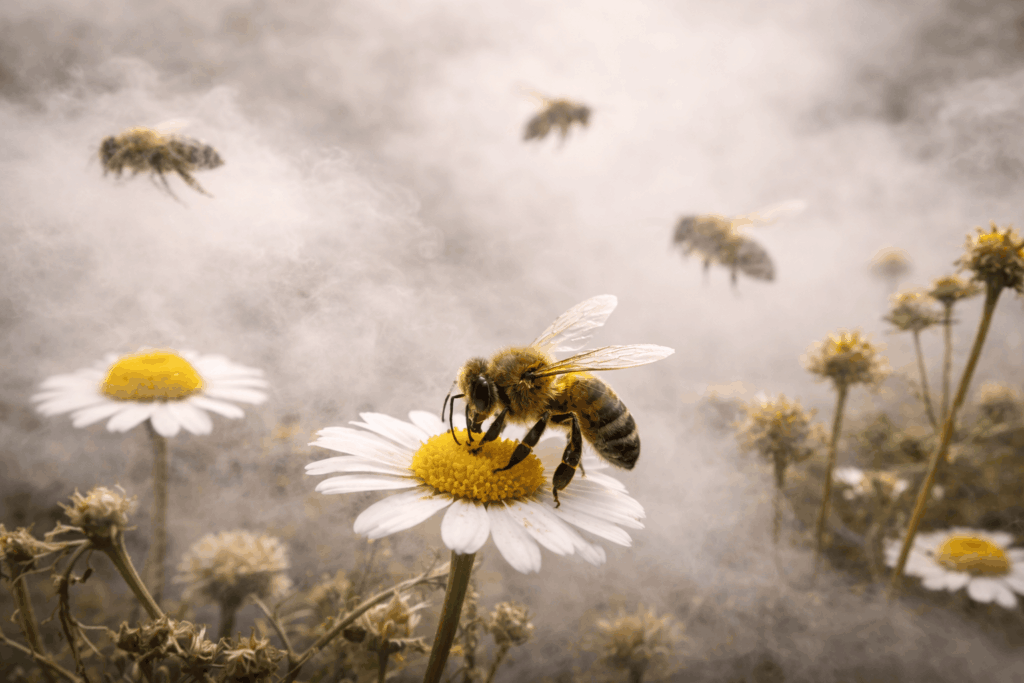 Why Air Pollution Stops Insects from Pollinating Plants and Recognizing Each Other. Air pollution distracts insects from pollination and reproduction. Why does this happen? Why Air Pollution Stops Insects from Pollinating Plants and Recognizing Each Other. Air pollution distracts insects from pollination and reproduction. Why does this happen? Photo.