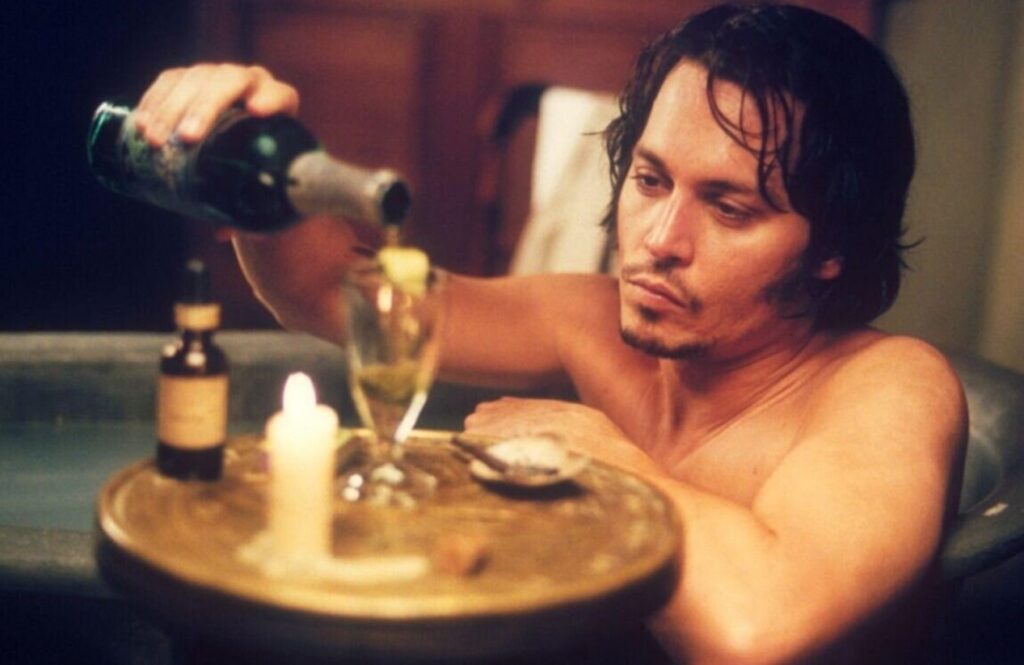 Alcohol Causes Dry Mouth. Alcohol draws moisture from the mucous membrane, which is why we feel dry mouth. Still from the movie From Hell. Alcohol Causes Dry Mouth. Alcohol draws moisture from the mucous membrane, which is why we feel dry mouth. Still from the movie From Hell.