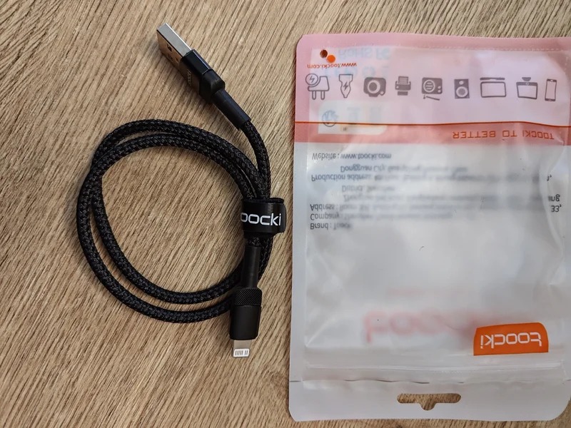 Lightning cable for older iPhones. Lightning is useful for those with older Apple devices. Photo.