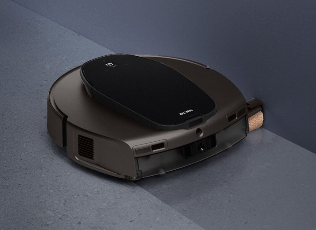 The robot mops floors right along the walls, saving you time
