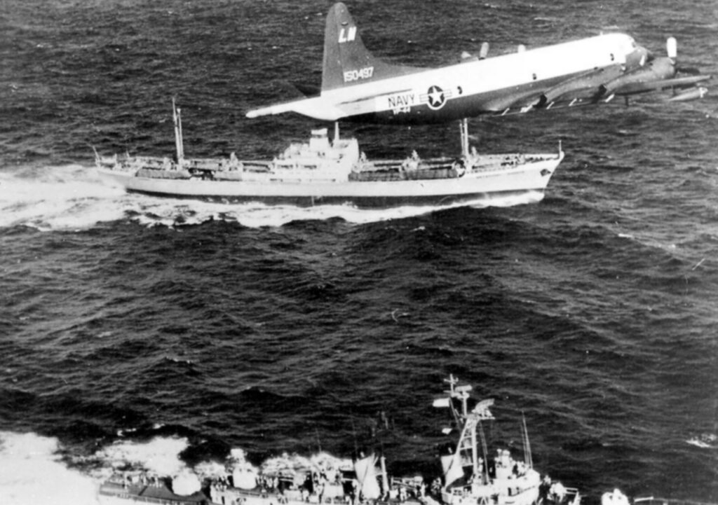 The Soviet merchant vessel 'Metallurg Anosov' heading for Cuba. Image source: wikimedia.org. Photo.