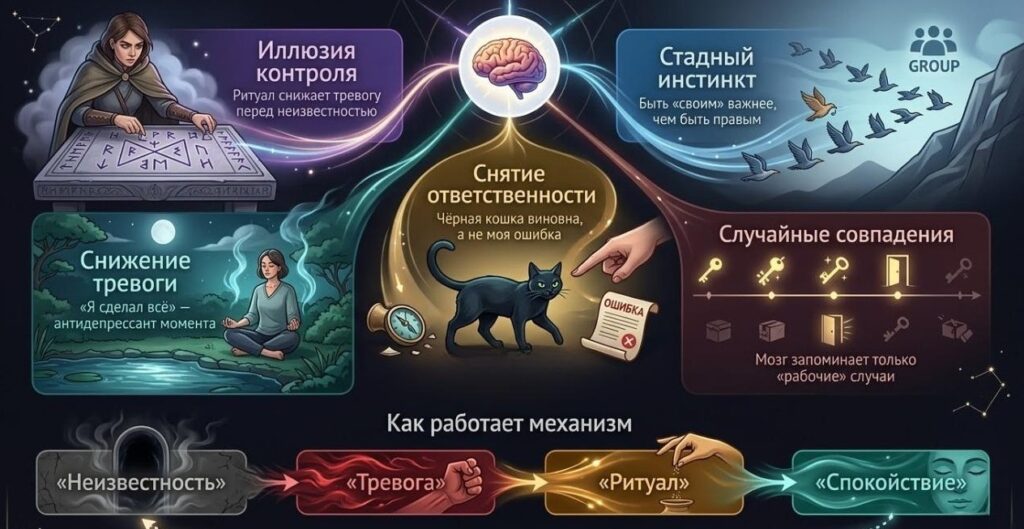 A brief diagram of why we believe in superstitions. Photo.