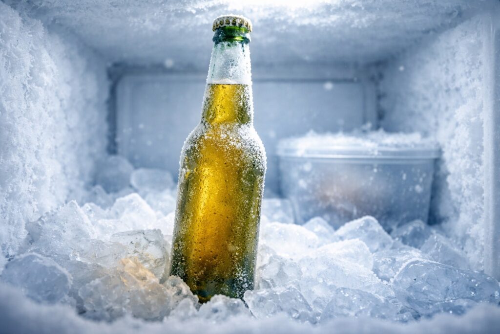 Why You Should Never Cool Beer in the Freezer. Beer in the freezer can turn into a bomb. Why You Should Never Cool Beer in the Freezer. Beer in the freezer can turn into a bomb. Photo.