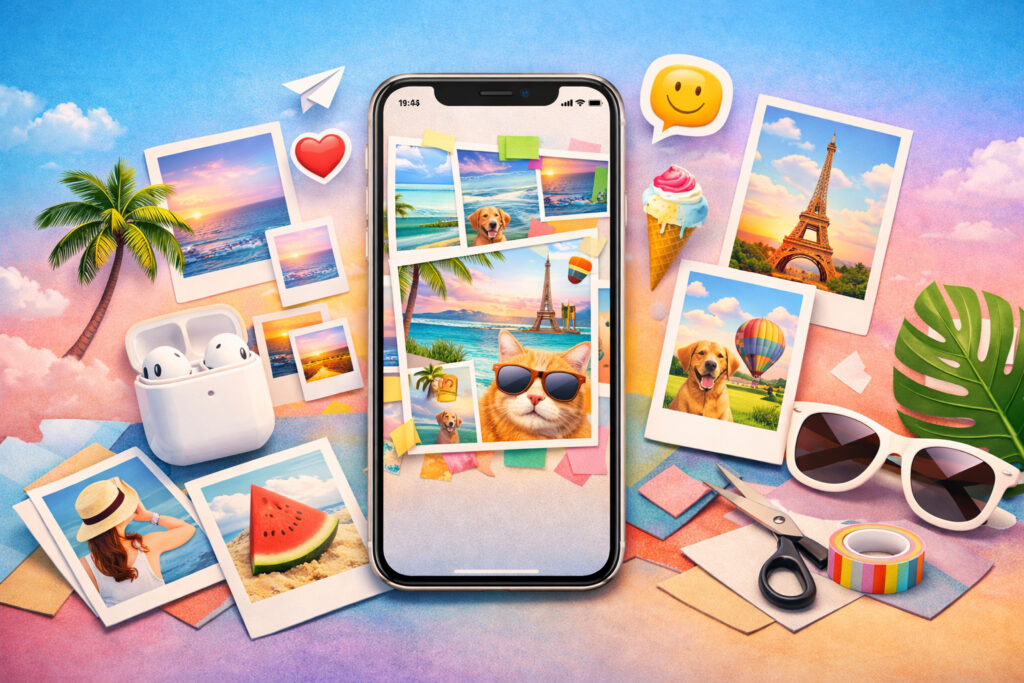 Figuring out how to create a beautiful collage on iPhone. Photo.