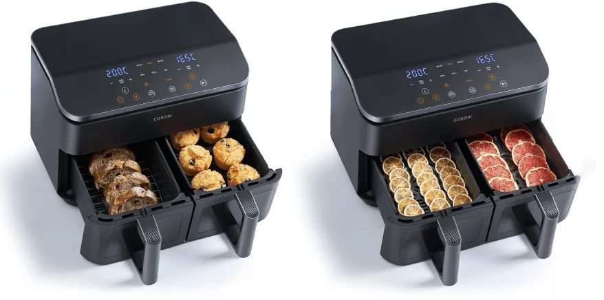 COSORI TF102S with two independent zones. With some practice, you can dehydrate fruits and even bake here. Image: Cosori. Photo.