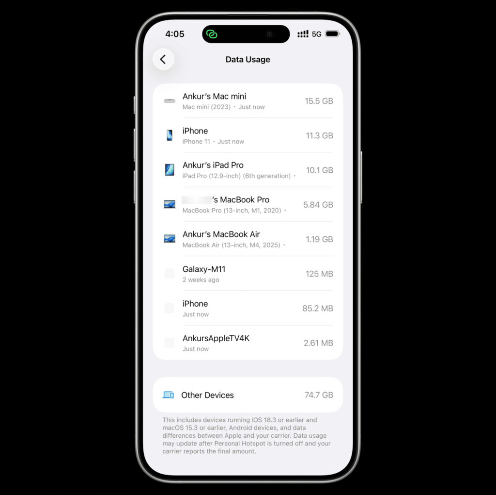How to check hotspot data usage. All connected devices will be listed here. Image: idownloadblog.com. Photo.