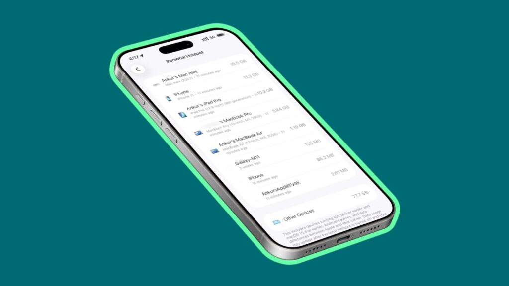 Monitoring data usage by each connected device. Image: idownloadblog.com. Photo.