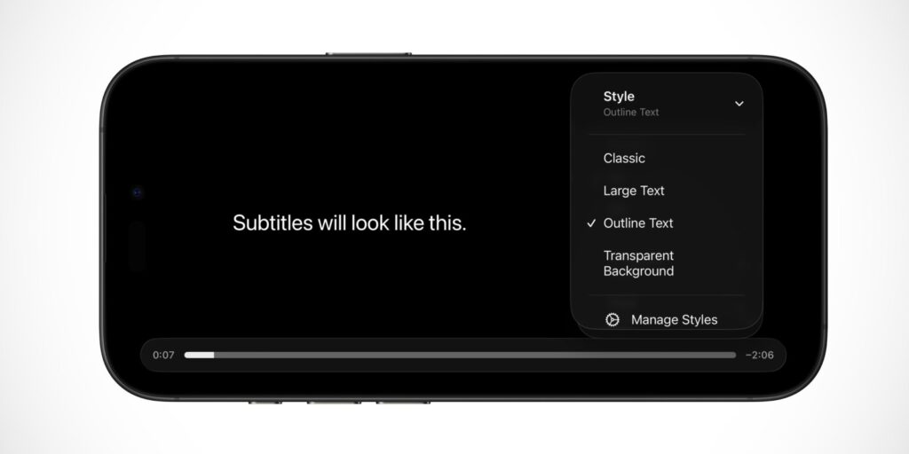 Subtitle Customization in the Apple TV App. Subtitle customization became more convenient. Image: 9to5mac.com.