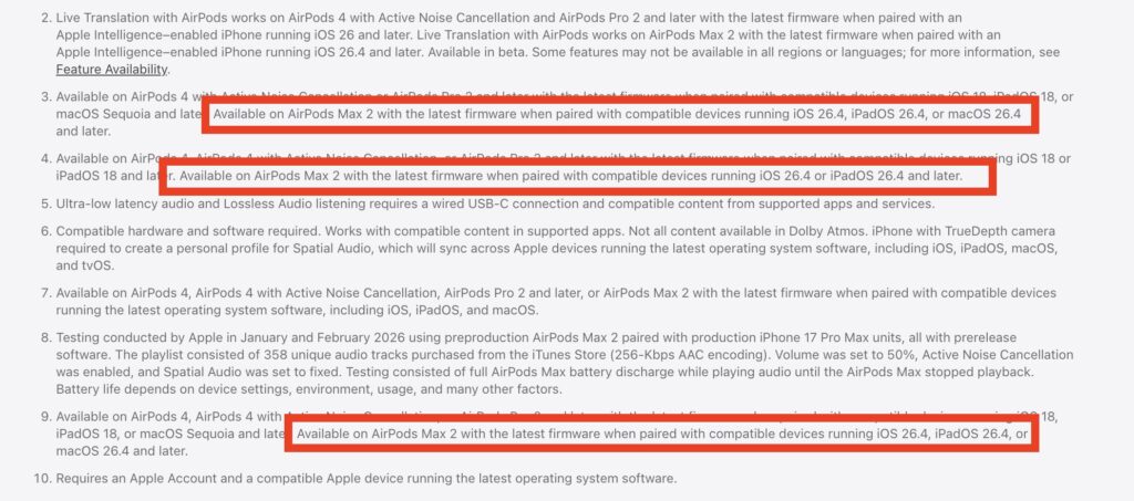 How we learned about the iOS 26.4 release timeline. Here are the footnotes we're interested in. Photo.
