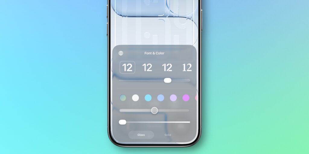What's new for Liquid Glass in iOS 27. A slider will appear, like on the lock screen, for flexible Liquid Glass customization. Image: 9to5mac.com. Photo.