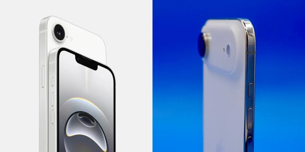Характеристики iPhone 17e и iPhone Air — сравнение. Один толще, другой больше. В остальном — отличить непросто. Изображение: 9to5mac.com. One is thicker, the other is bigger. Otherwise, hard to tell apart. Image: 9to5mac.com