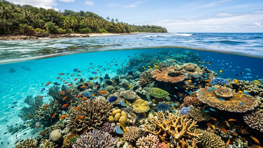 This is the beauty that environmentalists fear losing. The coral reefs around the island are home to hundreds of marine species