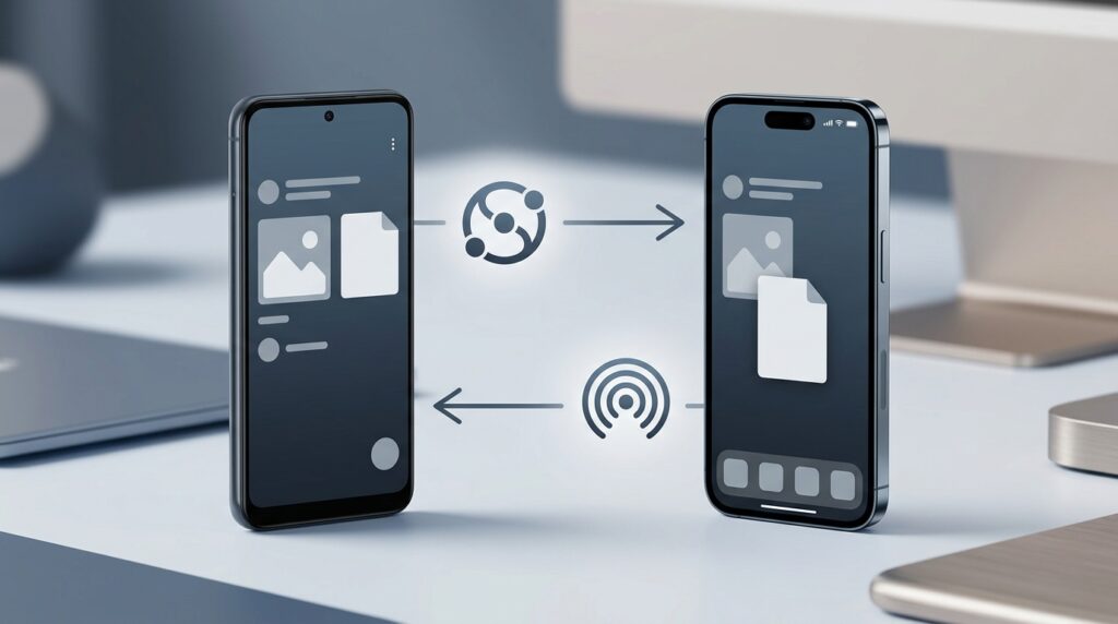 File sharing between Android and iPhone via Quick Share and AirDrop