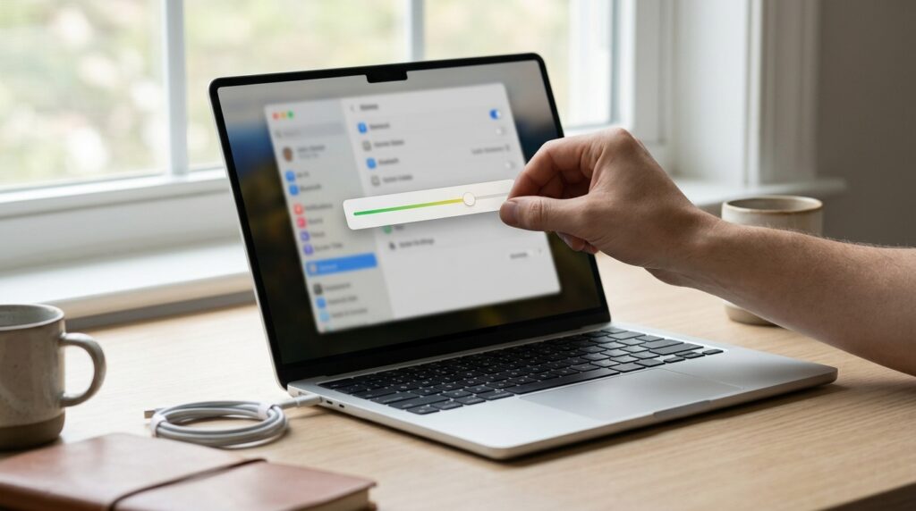 MacBook Air with charge limit set at 80%
