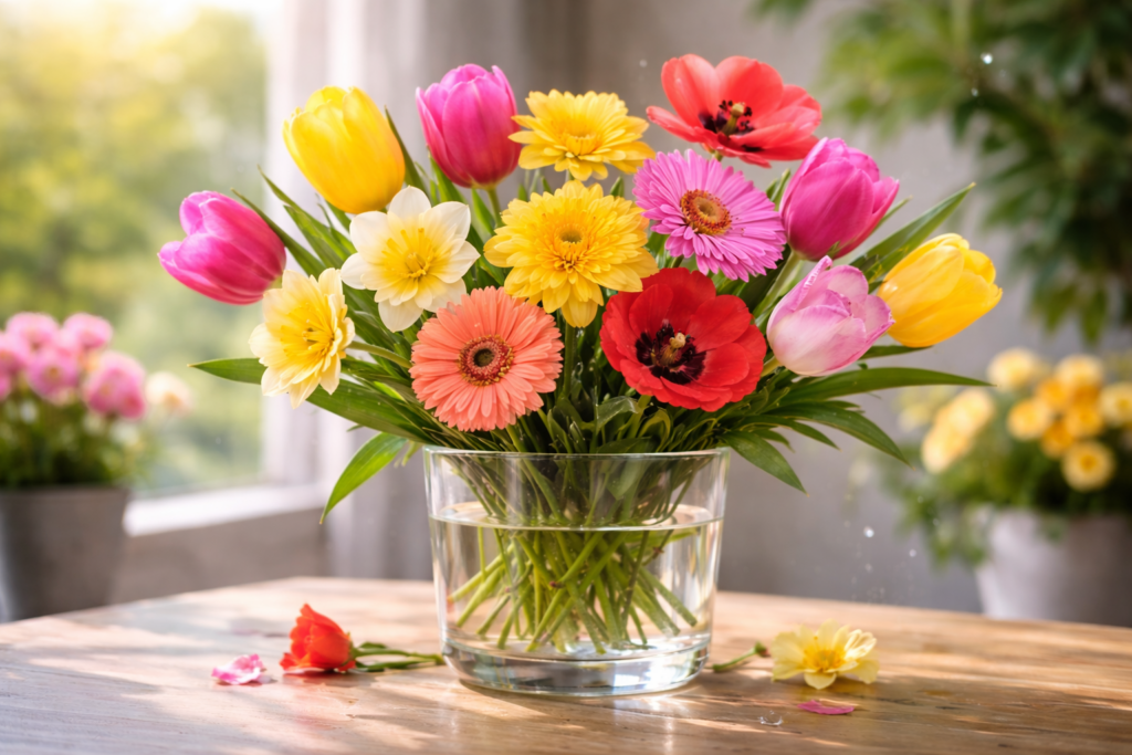 Why flowers wilt quickly in a vase. Those same problematic flowers due to their stems that can wilt quite quickly: tulips, daffodils, poppies, gerberas. Why flowers wilt quickly in a vase. Those same problematic flowers due to their stems that can wilt quite quickly: tulips, daffodils, poppies, gerberas. Photo.