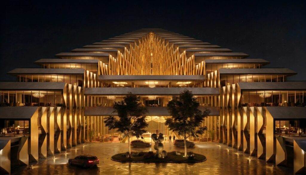 Design of the New Skyscraper in Kazakhstan. Stepped structure of the Alatau Iconic Complex. Image source: newatlas.com. Design of the New Skyscraper in Kazakhstan. Stepped structure of the Alatau Iconic Complex. Image source: newatlas.com. Photo.