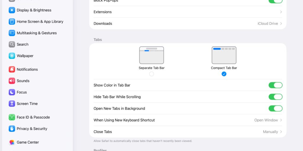 What is the compact tab bar in Safari and why do you need it