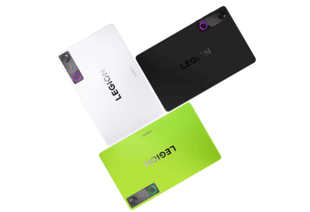 Какие камеры у игрового планшета Lenovo Legion Y700. На выбор есть даже яркий цвет корпуса. А корпус камеры получил подсветку. Изображение: gizmochina. There's even a bright body color option. And the camera housing features lighting. Image: gizmochina