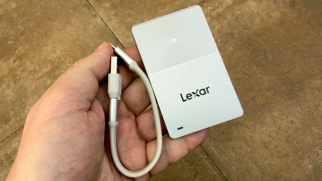 TouchLock Read and Write Speeds in Real-World Tests. The SSD is about the size of a bank card, but a bit thicker. Image: zdnet.com. Photo.