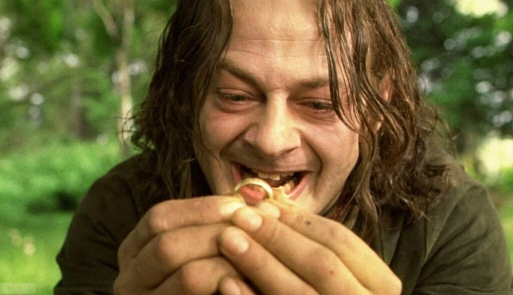 Sméagol before his transformation into Gollum. A still from The Lord of the Rings: The Return of the King.