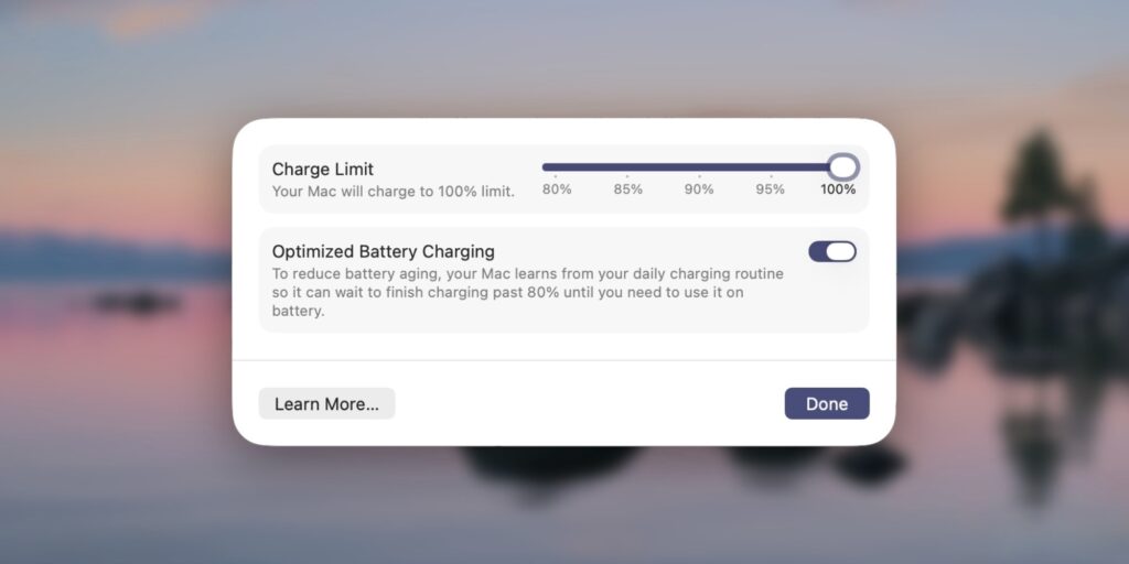 Battery charge limit in macOS 26.4: how to extend your MacBook's lifespan. Charge limit has arrived on Mac. Image: 9to5mac.com. Photo.