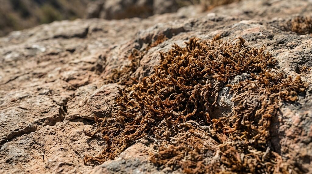 Moss doesn't survive on open dry areas.