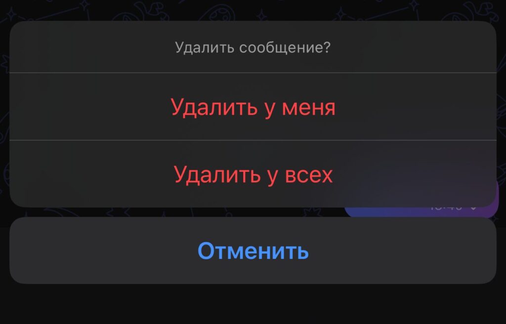 Delete for me or for everyone in MAX — what's the difference. Two buttons for deleting messages. Photo.