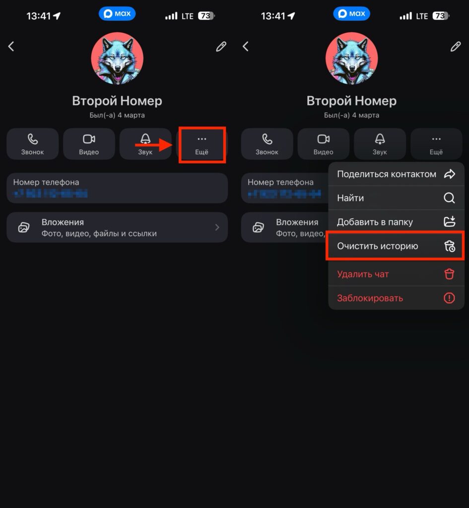How to delete all messages in MAX and clear a chat completely. Clearing history is very simple. Photo.