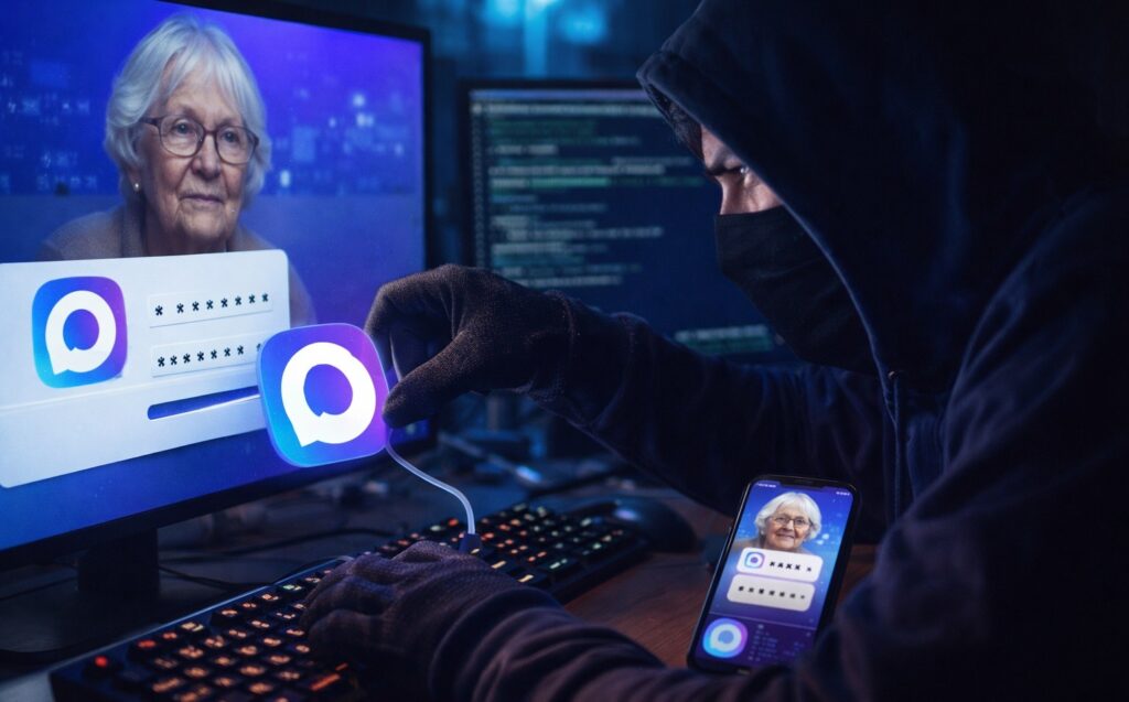 MAX Hacking and Scammers in the Messenger. Scammers actively target elderly people in MAX. Photo.