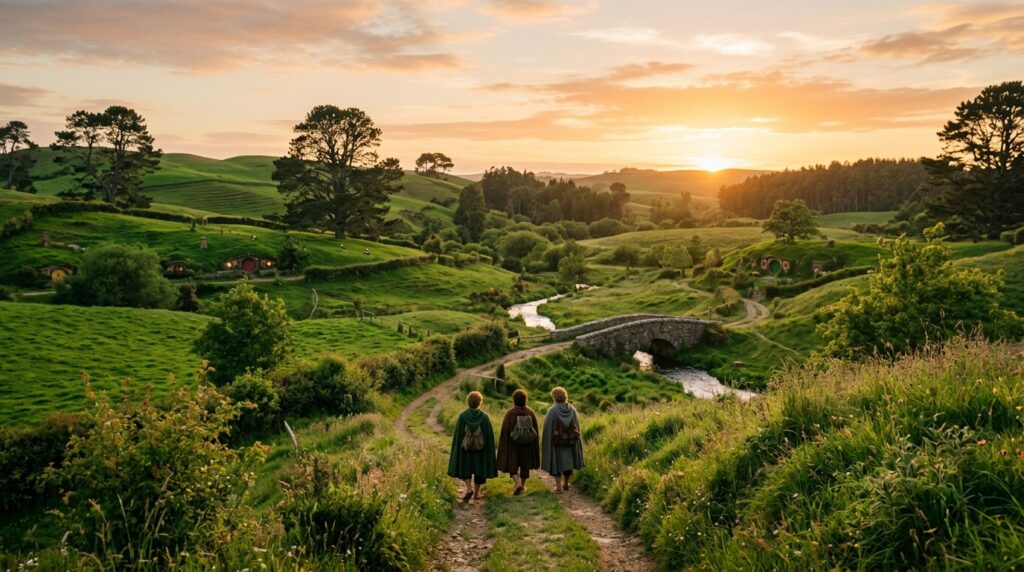 Hobbits Sam, Merry, and Pippin — the central characters of Shadows of the Past