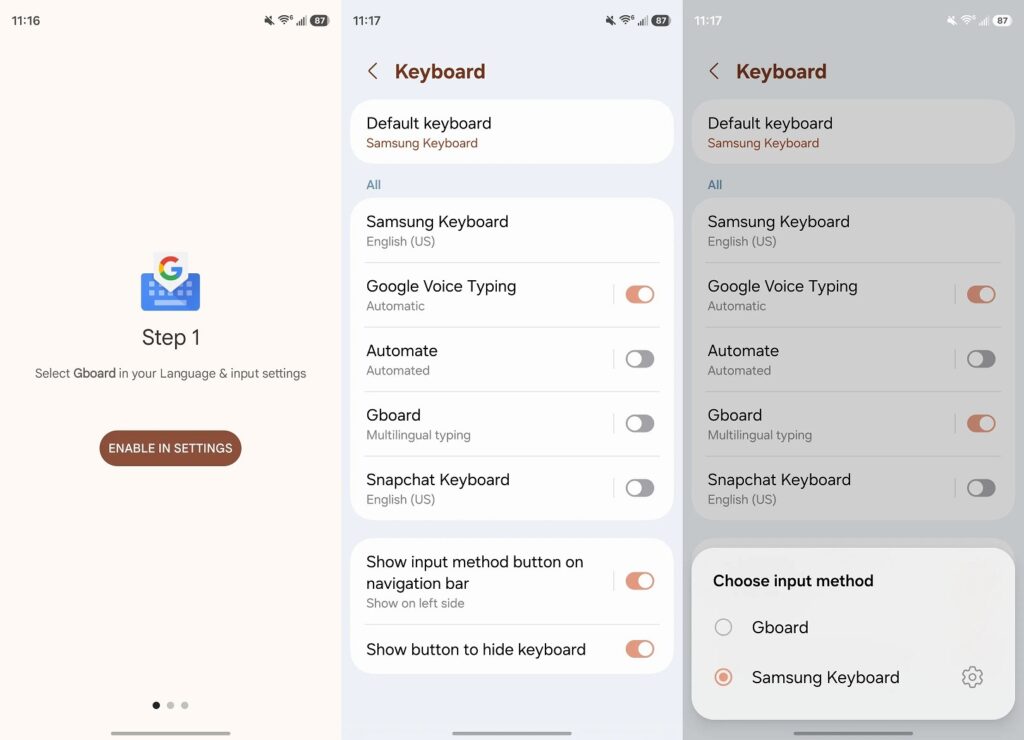 Gboard will be better than Samsung keyboard. Photo.