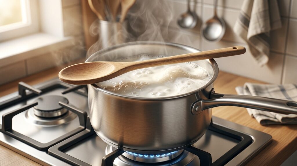 Milk starts rising in the pot — a familiar sight for anyone who has ever heated it on the stove