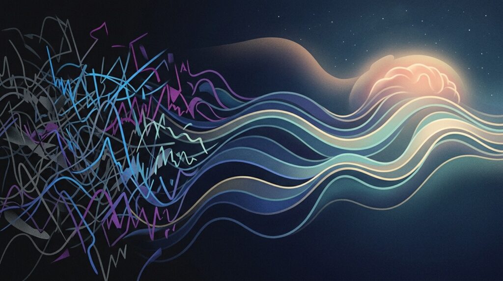 Schematic illustration of brain activity changes throughout the night