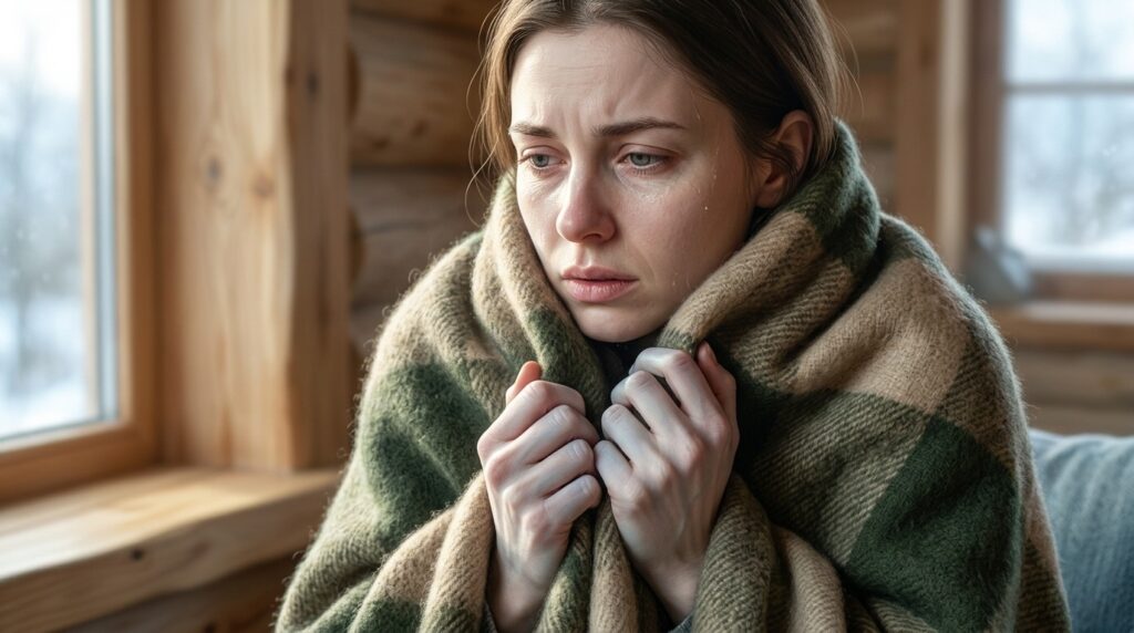 Pale skin and ice-cold hands are signs that the body is redirecting blood to internal organs