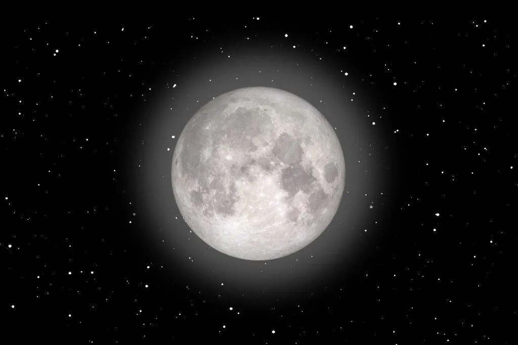 The Moon's surface: above it only a barely noticeable exosphere, and beyond it — open space. Photo.