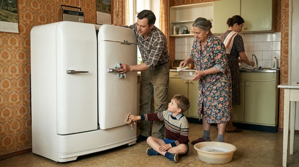In Soviet families, household appliances were cared for especially thoroughly — replacements were nearly impossible to get. Photo.
