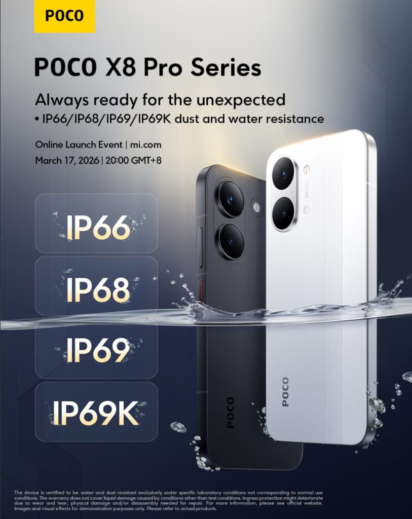 Key specifications of POCO X8 Pro and X8 Pro Max. The body is fully protected. Photo.