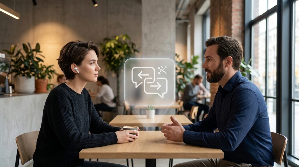 Live Translation through AirPods Pro in conversation