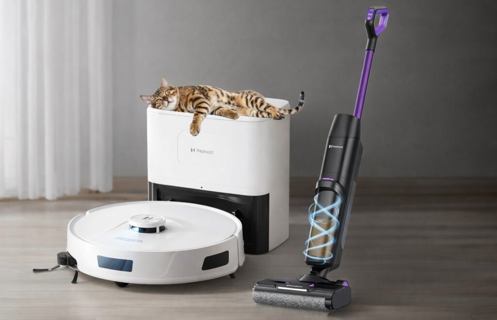The Robot Cleans on Its Own, and This One Washes Floors: Two Redroad Vacuums for Perfect Cleanliness. Choosing between a robot and a wet-cleaning vacuum. The Robot Cleans on Its Own, and This One Washes Floors: Two Redroad Vacuums for Perfect Cleanliness. Choosing between a robot and a wet-cleaning vacuum. Photo.