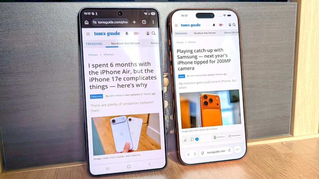 Which display is better — iPhone 17 Pro Max or Samsung S26 Ultra. Both smartphones deliver great picture quality. Image: tomsguide.com.