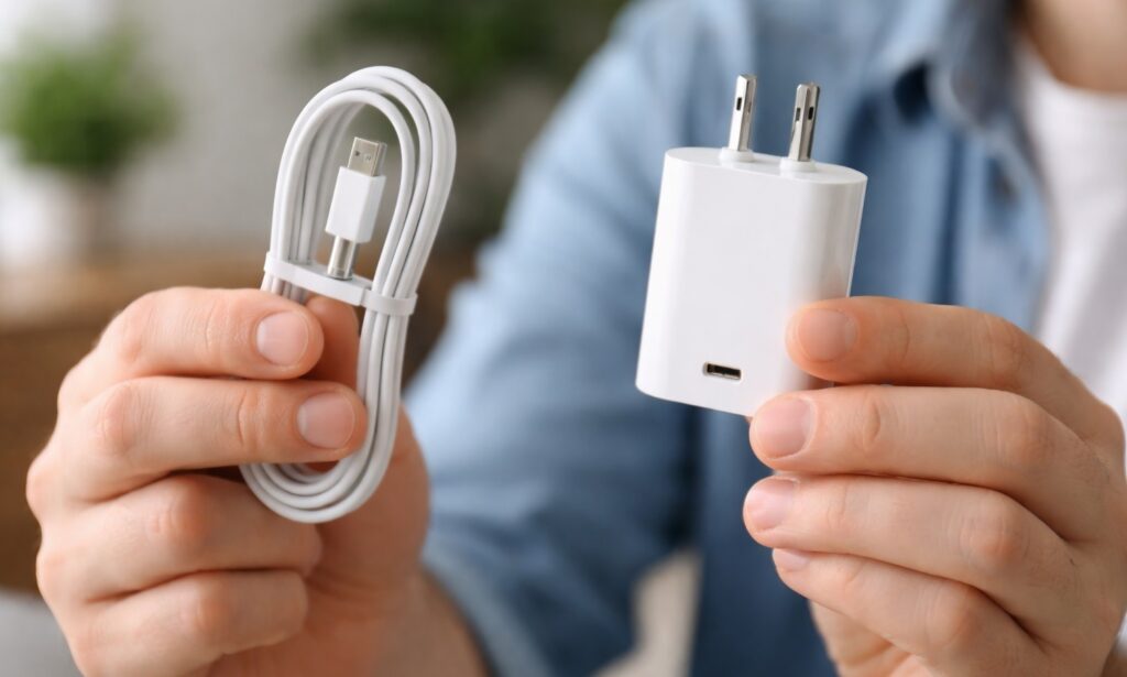 Check the Phone Charger. Be sure to check your smartphone's cable and charger. Photo.