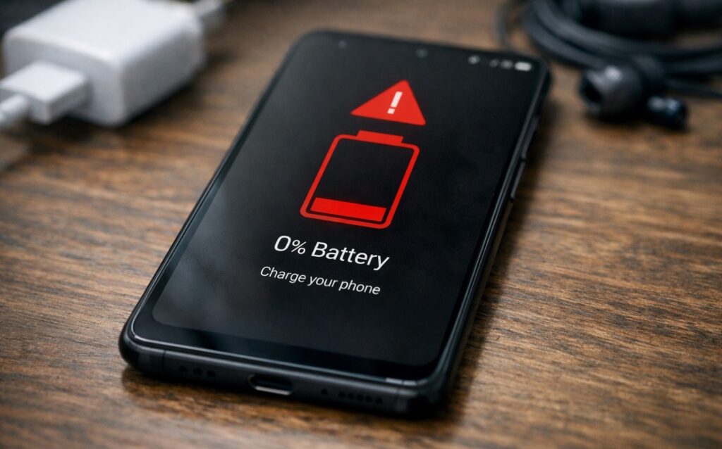 Deep Phone Discharge. Deep discharge can lead to unfortunate consequences. Photo.